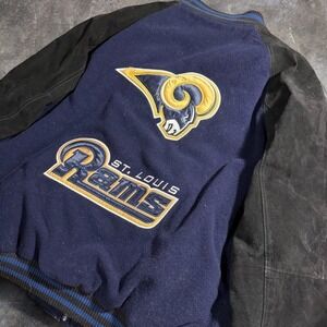 Vintage St. Louis Rams wool leather varsity bomber jacket Size XL NFL Y2K